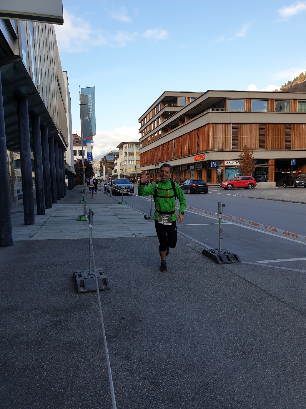 Roland nach dem Start zum Transruinaulta in Ilanz